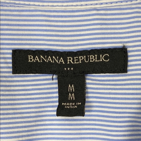Banana Republic Button Down Shirt Seamed Sleeves Blue Stripes Size Medium - Picture 4 of 7